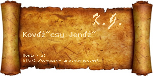 Kovácsy Jenő névjegykártya